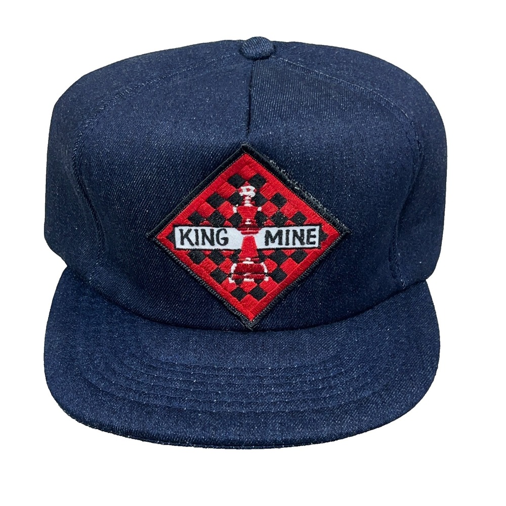 Vintage King Coal Mine Trucker Hat Cap Blue Denim Snapback Patch 80s 90s WV